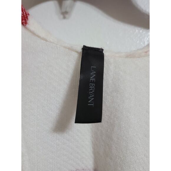 Lane Bryant Red Check Open Front Poncho Wrap Shawl, Women's Plus, Size 14/20 - Picture 5 of 9